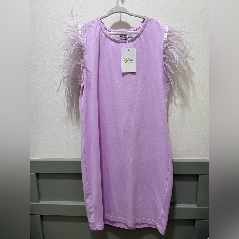 NWT Lola and the boys lavender Feathered Kids Dress